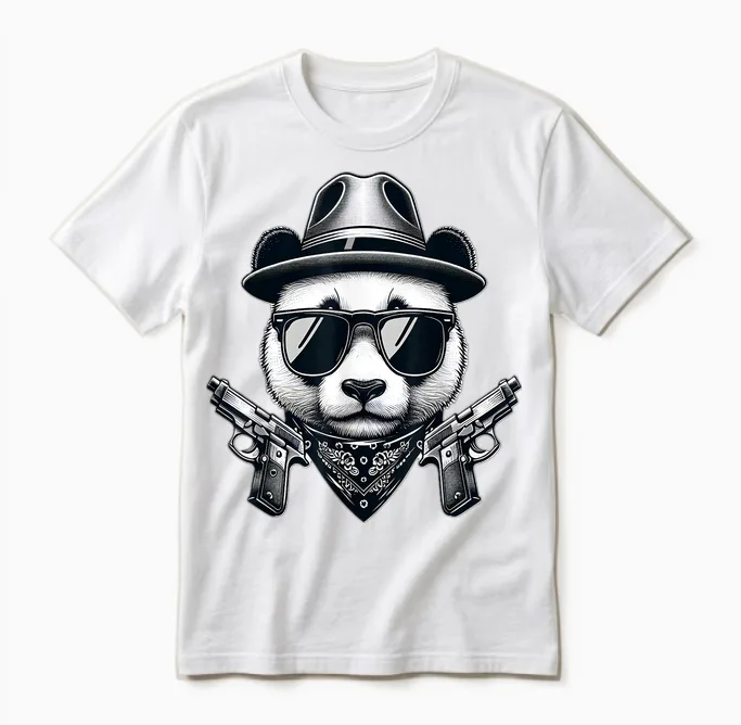 Ours Panda Gangsta Unisex T-Shirt in White