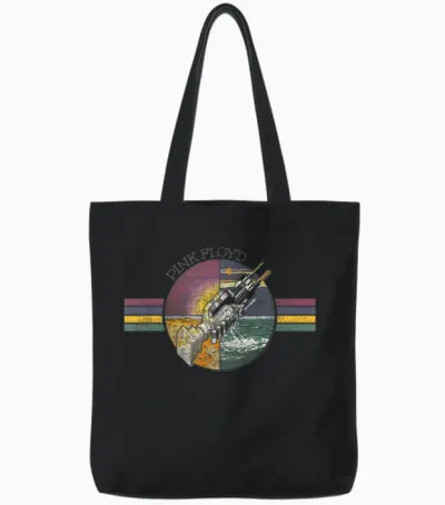 Pink Floyd Welcome to the Machine T-Shirt, Black, S Tote Bags - Black
