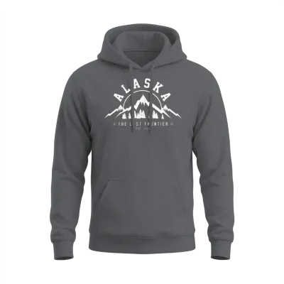 Alaska the Last Frontier Est 1959 Mountains Nature Unisex Hoodie - Charcoal