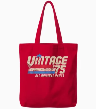 Vintage '75 Retro Birthday Top for Men 50th 1975 Dad Usa 50 Tote Bags - Red
