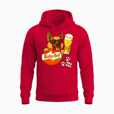 Baby Bell Malle Party Outfit with Dog and Beer Unisex Hoodie - Red