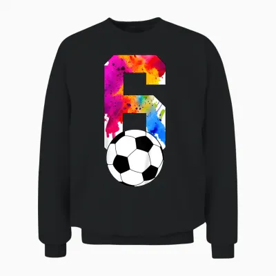 Kinder Nummer 6 Jahre Fußball 6. Geburtstag Unisex Sweatshirt - Black