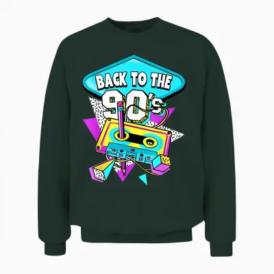 90er Jahre Geschenke 90er Jahre T-Shirt Männer Schwarz Cartoon Retro Party Klassische Passform Crew Neck Kurzarm S Eu Klein Regulär Unisex Sweatshirt - Forest