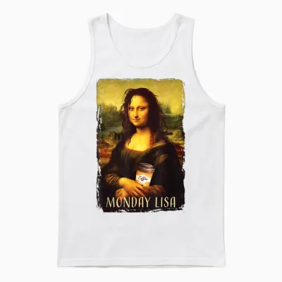 Montag Lisa Gioconda Mona Lisa Mit Kaffee Unisex Tank Top - White