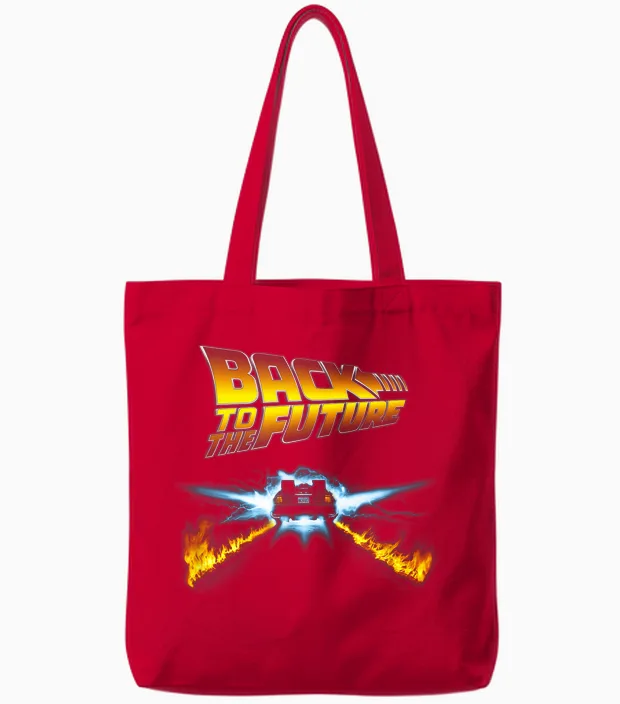 Back to the Future Delorean and Logo Tote Bags in Red