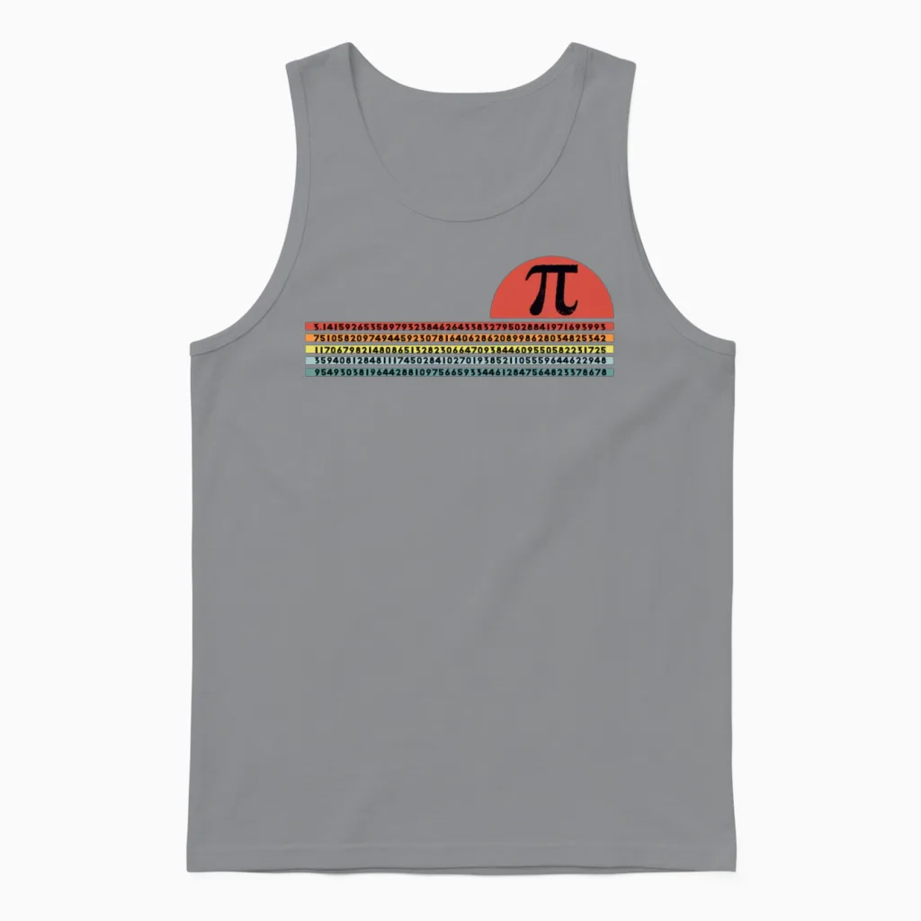 Retro Sunset Pi Summer & Beach Gift Unisex Tank Top in Sport Grey