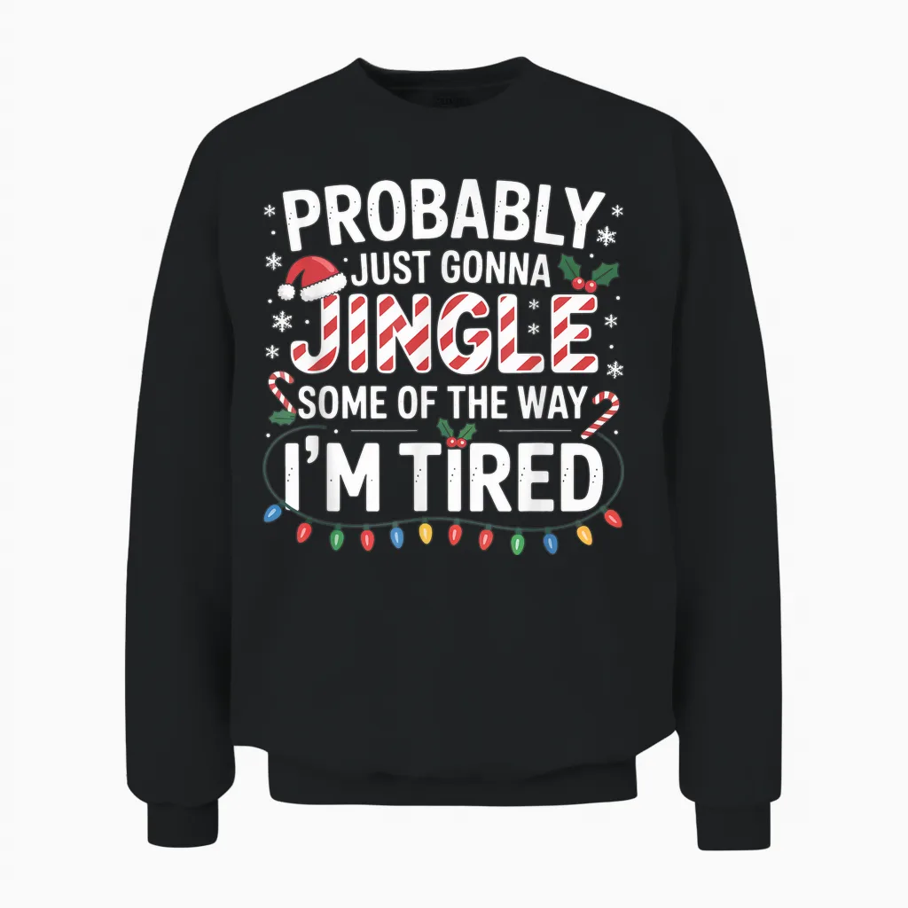 Probably Just Going to Jingle Some of the Way Christmas Xmas Unisex Sweatshirt in Black