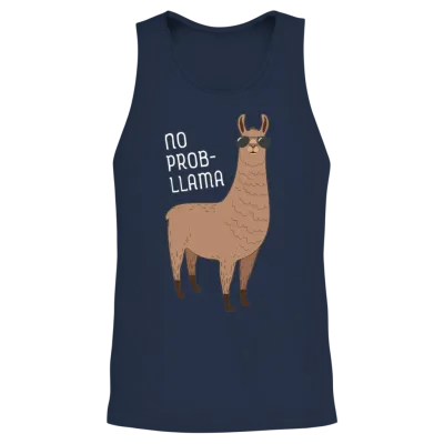 No Prob-Llama | Cool Llama with Sunglasses Design Unisex Tank Top - Navy