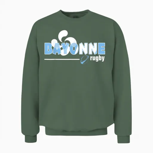 Rugby Bayonne Basque Country Supporter Man Woman Child T-Shirt, Black, S Unisex Sweatshirt in Military Green