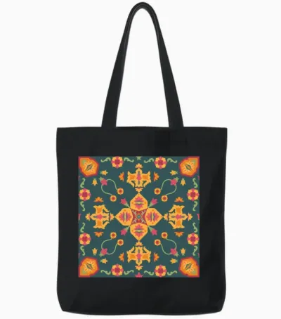 Excellent Iranian Full of Colors Carpet Tote Bags - Black