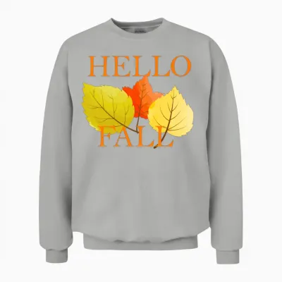 Hello Fall 3 Dry Leaves Unisex Sweatshirt - Ash