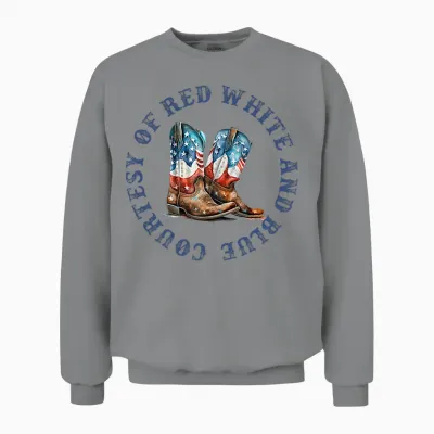We'll Put a Boot in Your Ass Western Cowgirl (2 Sides) Unisex Sweatshirt - Sport Grey
