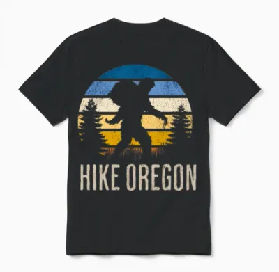 Vintage Bigfoot Hike Oregon Unisex T-Shirt - Black