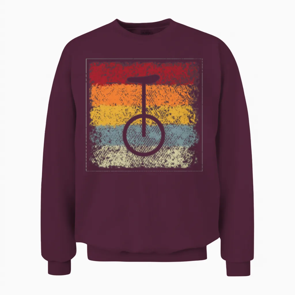 Unicycle Retro Unisex Sweatshirt in Maroon