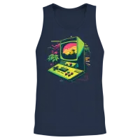 Retro Computer Gaming Unisex Tank Top - Navy – 2