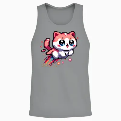 8bit Retro Kitten Unisex Tank Top - Sport Grey