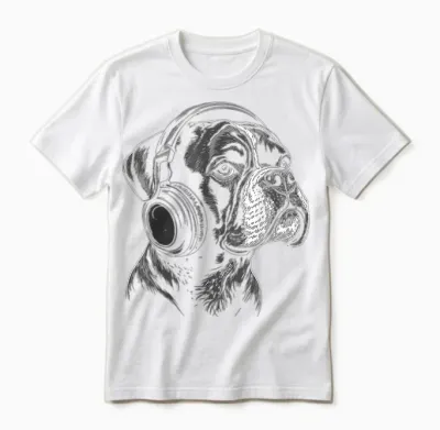 Boxer Chien Motif Animal Animalier Musique Casque Boxer Unisex T-Shirt - White
