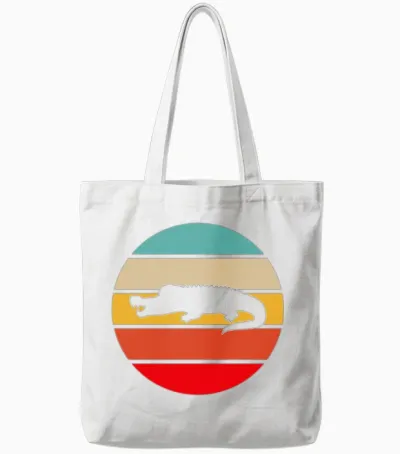 Crocodile Retro Tote Bags - White