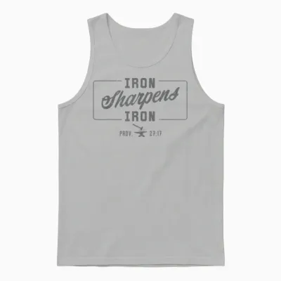 Iron Sharpen's Iron Christian Men Bible Scripture Gym Workout Unisex Tank Top - Ash
