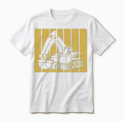 Excavator Gift Retro Sunset Unisex T-Shirt - White
