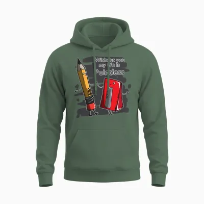 Womens Pencil Sharpener Pointless School Student Unisex Hoodie - Military Green