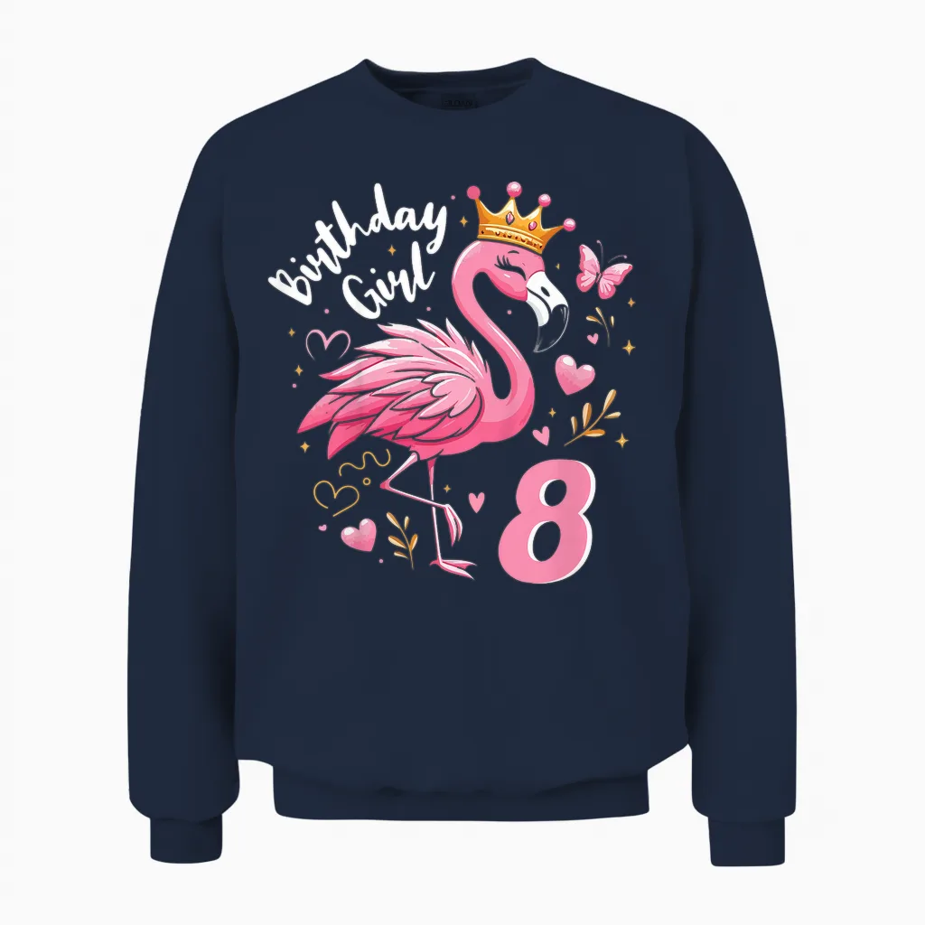 8. Geburtstag Süßes Flamingo Mädchen 8 Jahre Alt Niedlich Unisex Sweatshirt in Navy