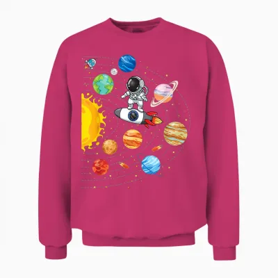 Funny Astronaut Solar System Space Planets Space T-Shirt, Black Unisex Sweatshirt - Heliconia