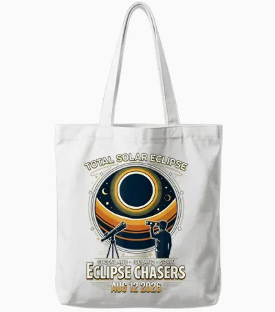 Eclipse Chaser éclipse Solaire 2026 Islande Espagne Tote Bags - White