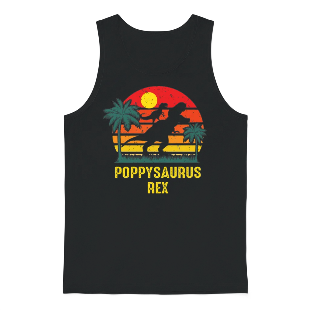 Poppysaurus Rex Vintage Retro Unisex Tank Top - Black