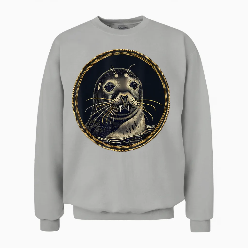 Seehund Säugetier Motiv Robbenliebhaber Ozean Meerestier Unisex Sweatshirt in Ash