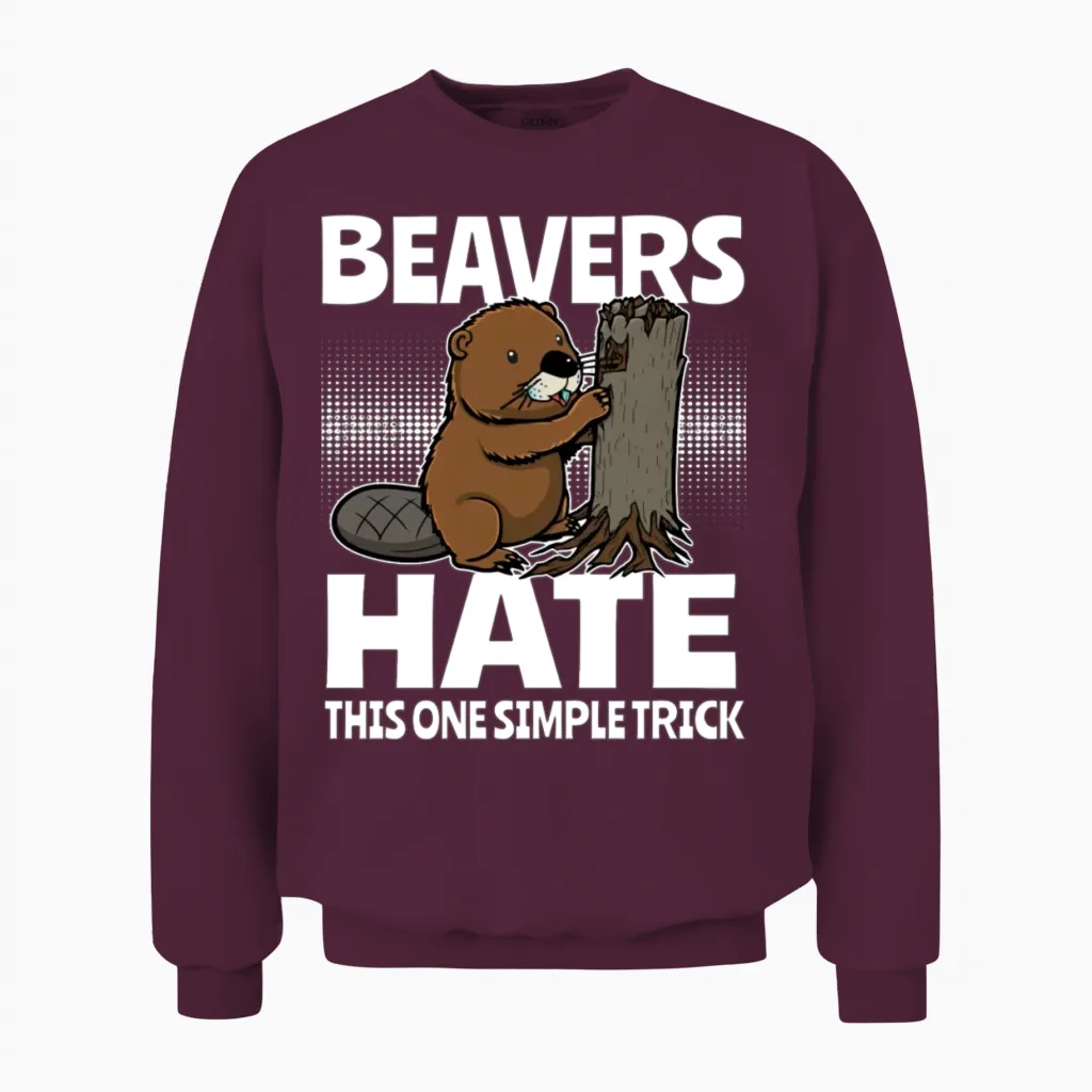Funny Beaver Arborist Unisex Sweatshirt in Maroon
