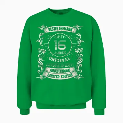 Bester Ehemann Seit 16 Jahren Hochzeitstag Saphierhochzeit Unisex Sweatshirt - Irish Green