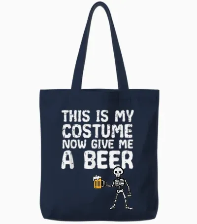 Halloween This Is My Costume Give Me Funny Skeleton Dad Men Tote Bags - Navy