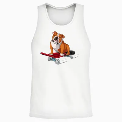 English Bulldog - English Bulldog on a Skateboard Unisex Tank Top - White