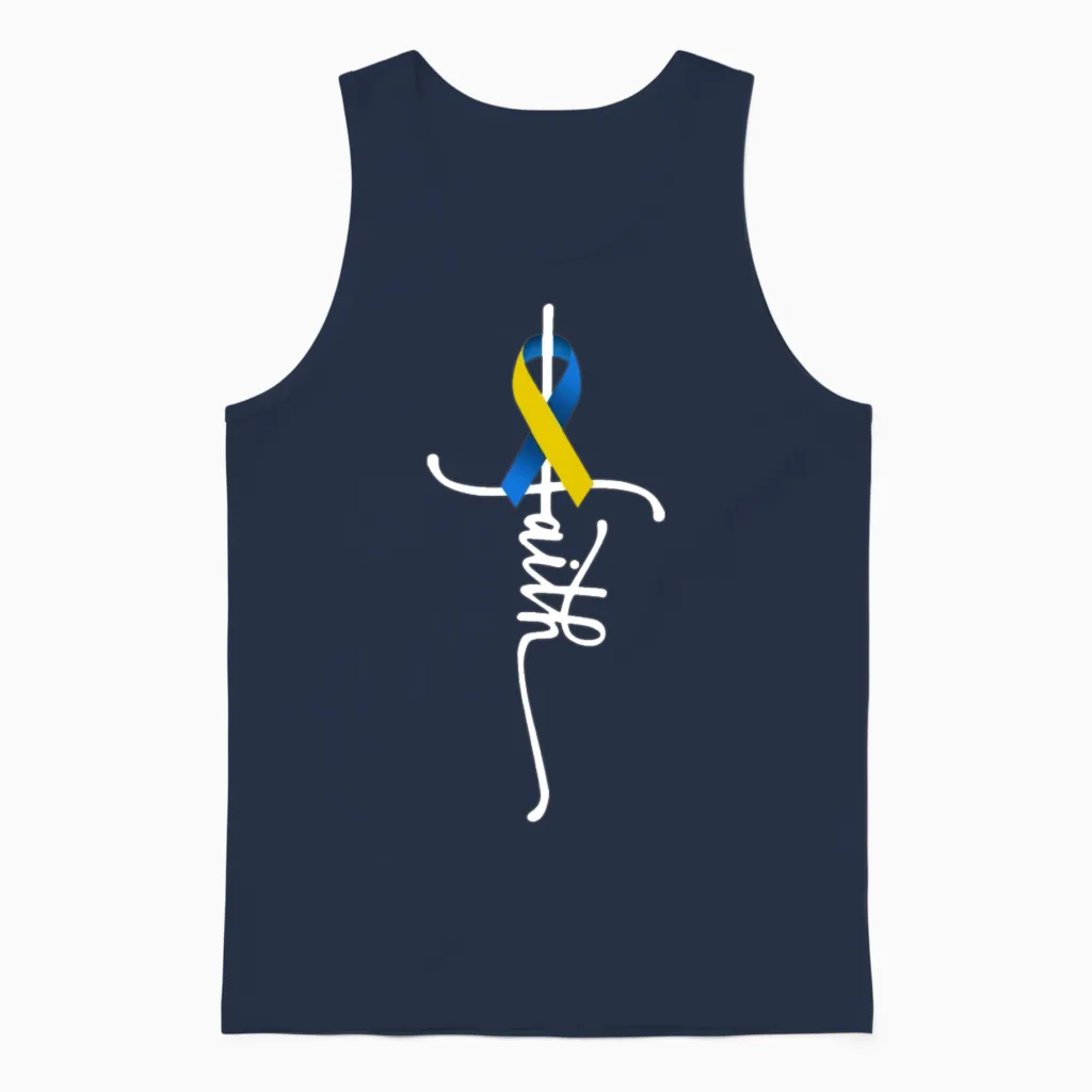 Down Syndrome Faith Down Syndrome Awareness Gifts Unisex Tank Top in Navy