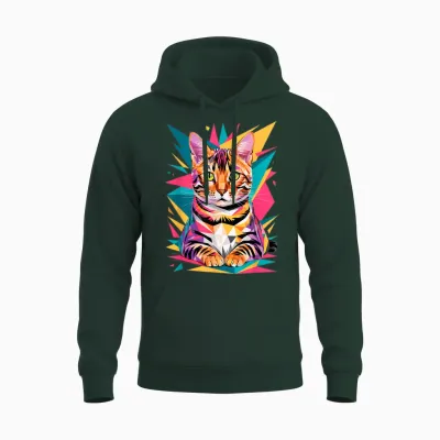 Abstract Art Bengal Cat Unisex Hoodie - Forest