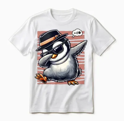 Penguin Dab Dabbing Funny Funny Penguin Theme T-Shirt, Black, S Unisex T-Shirt - White