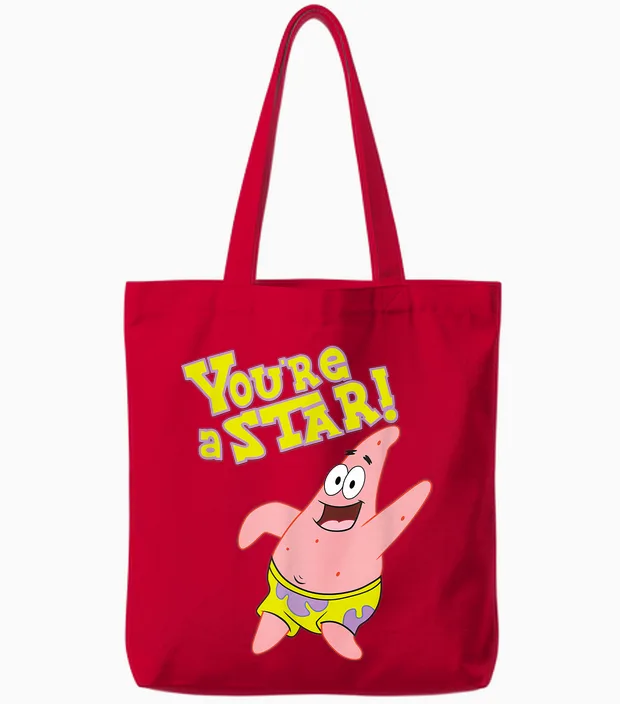 Patrick Star - You're a Star! Tote Bags in Red