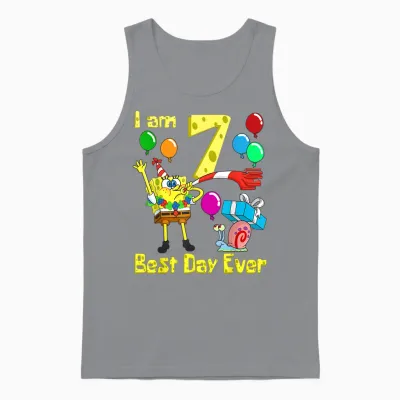 Mademark X Spongebob Squarepants - Spongebob I Am 7 Years Old Birthday Party Unisex Tank Top - Sport Grey
