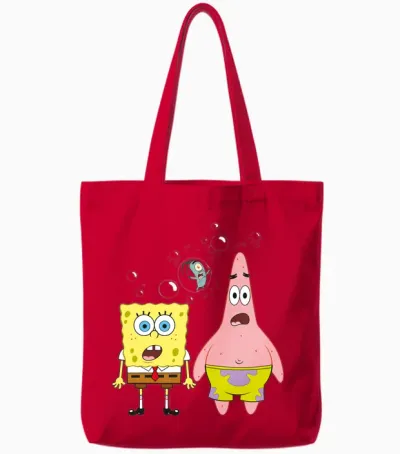 Sponge Bob - Schwammkopf Patrick Star Thaddäus Bubbles Langarmshirt Tote Bags - Red