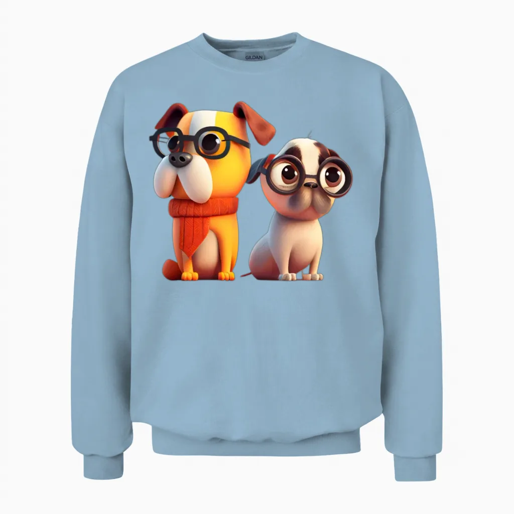 Cute Dogs - Dog Lovers Unisex Sweatshirt in Light Blue