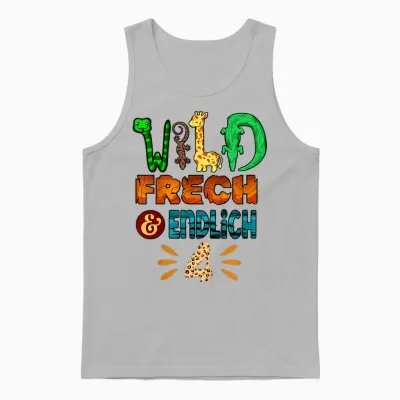 Wild Frech Und Endlich 4 Jahre Geburtstagsshirt Geburtstag Unisex Tank Top - Ash
