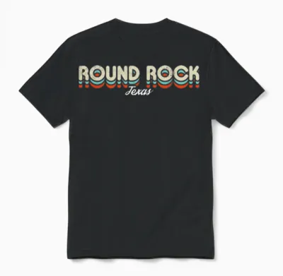 Retro Round Rock Texas Unisex T-Shirt - Black