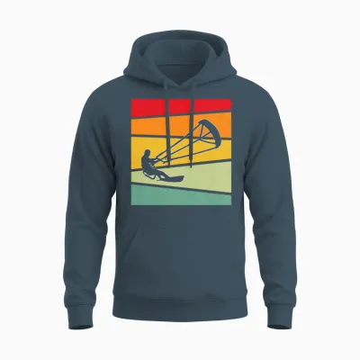 Kite Surfing Retro Unisex Hoodie - Dark Heather