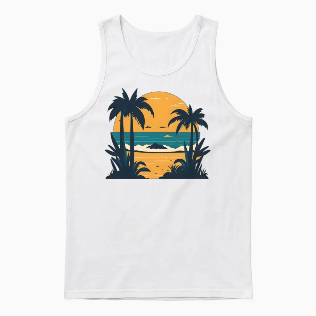 Retro Beach Design - Summer & Unisex Tank Top - White