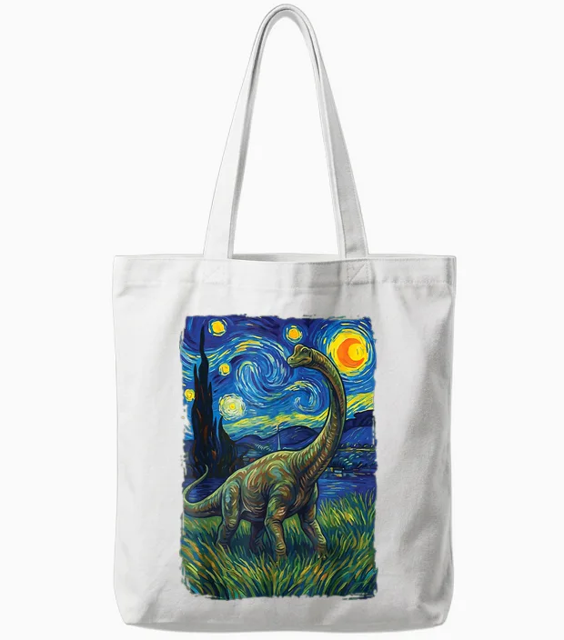 Brontosaure Nuit étoilée Apatosaure Tote Bags in White