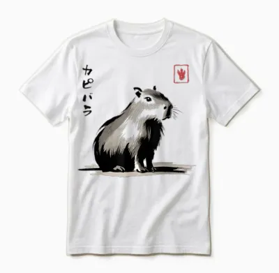Kawaii Capybara Anime Japanisch Streetwear Lustig Capybara Unisex T-Shirt - White