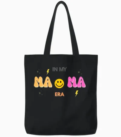 Retro in My Mama Era Tote Bags - Black