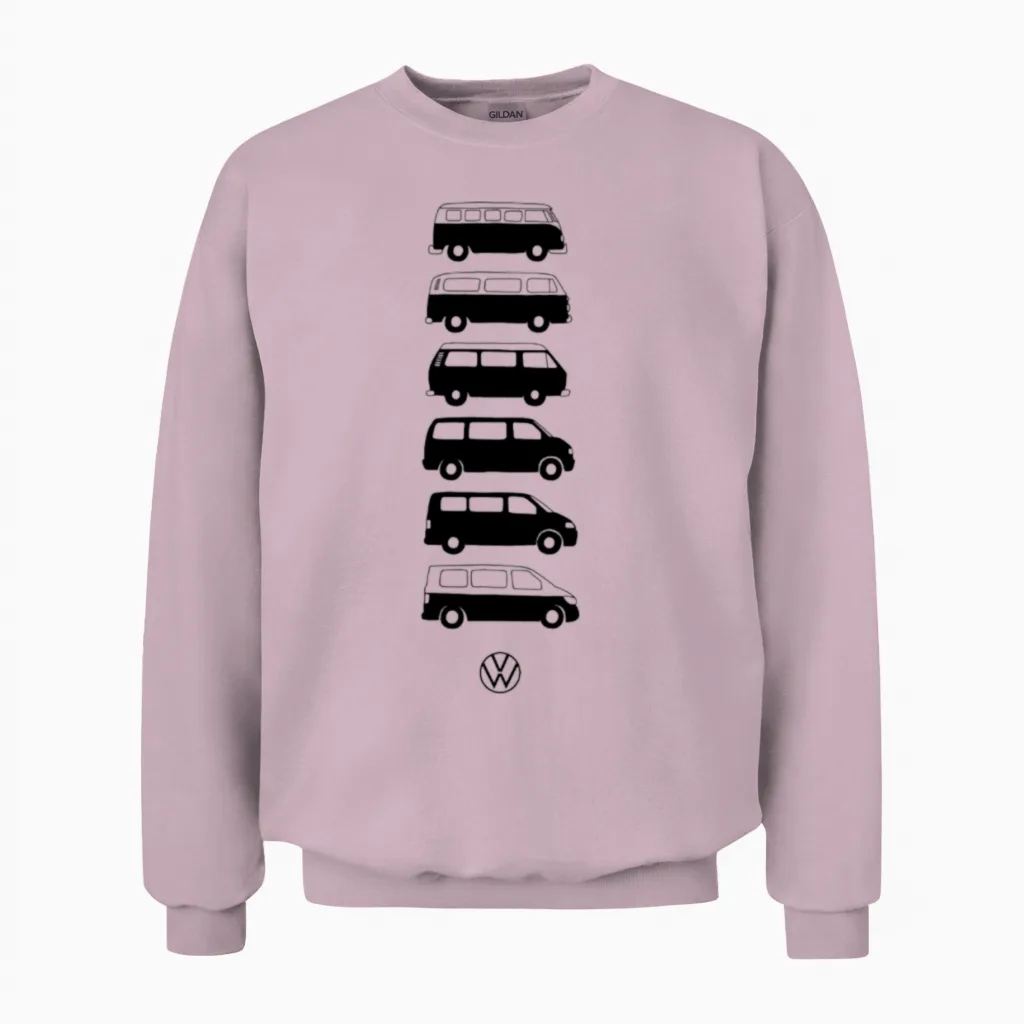 Volkswagen Verticale Vw Camper Evolution with Logo Unisex Sweatshirt in Light Pink
