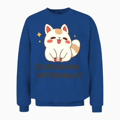 Screaming Internally - Kawaii Anxiety Humor Unisex Sweatshirt - Royal